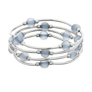 Color Blue Beaded Stretch Bracelet Set